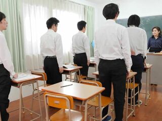 Kinkily Adventurous Japanese Teacher Unveils Giant Boobs and Intimately Engages with Shying Student on Table