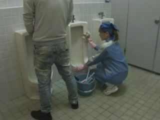 Japanese girl nipple fuck in public toilet XXX leads to BJ