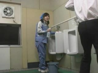 Sucking off a mysterious man in a Tokyo toilet cleaner's fantasy gets xx-rayed